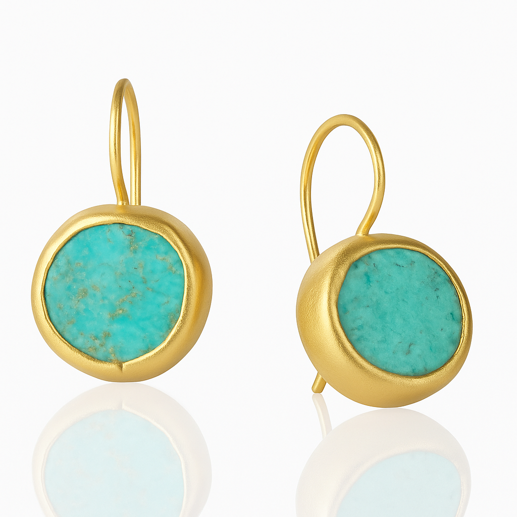 Amelie| Gold Earrings with Turquoise Stone