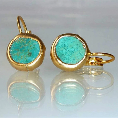 Amelie| Gold Earrings with Turquoise Stone