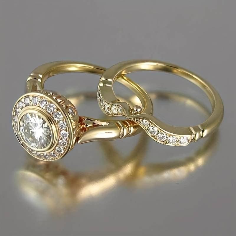 Bjorn| Vintage Gold & Zirconia Ring Set