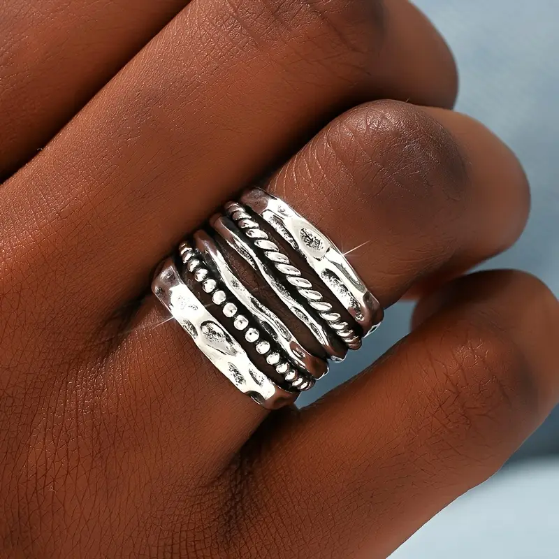 Celeste| Layered Silvered Beads Ring